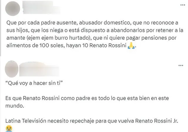 Usuarios resaltaron la labor de padre de Renato Rossini.