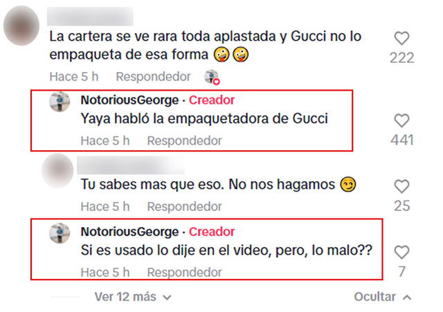 George Rubin mencionó que cartera es de segunda mano.  