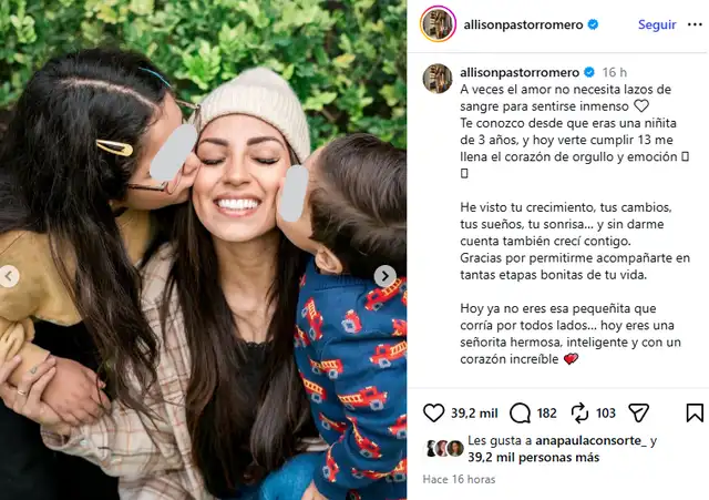 Allison Pastor se conmueve en el cumpleaños de la hija de Erick Elera.
