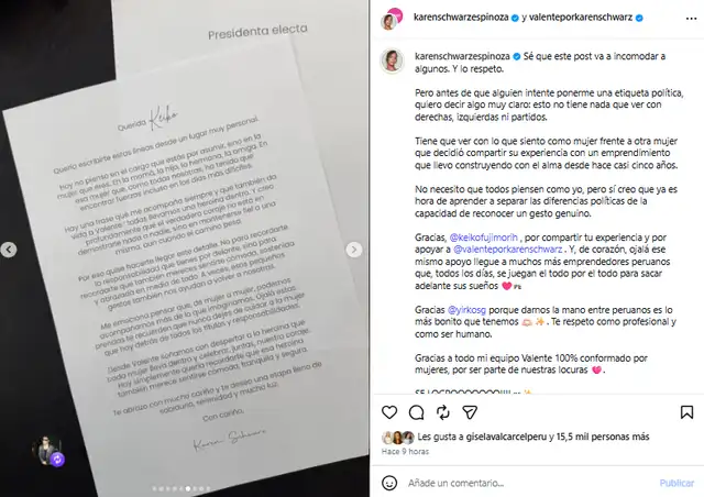 Sale a la luz carta de Karen Schwarz a Keiko Fujimori para lograr su mención e identidad de intermediario Sale a la luz carta de Karen Schwarz a Keiko Fujimori para lograr su mención e identidad de intermediario