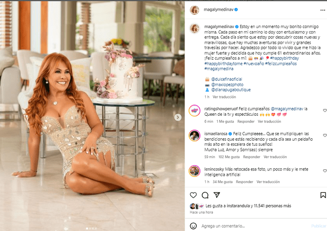 Magaly Medina se saluda por su cumpleaños con sexy vestido.