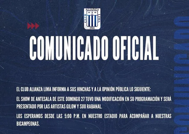 Comunicado de Alianza Lima.