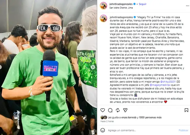 Reportero de Magaly Medina se despide con conmovedor mensaje de 'Magaly TV La Firme'.
