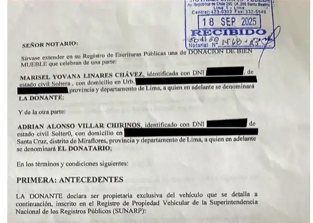 Marisel Linares habría regalado su auto a Adrián Villar en 2025. Foto: Milagros Leiva.   