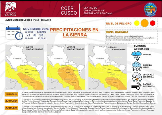 Fuertes precipitaciones en Cusco