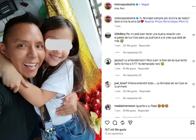 Milena Zárate sorprendió con fotografía de su hija junto a su papá. Milena Zárate sorprendió con fotografía de su hija junto a su papá.