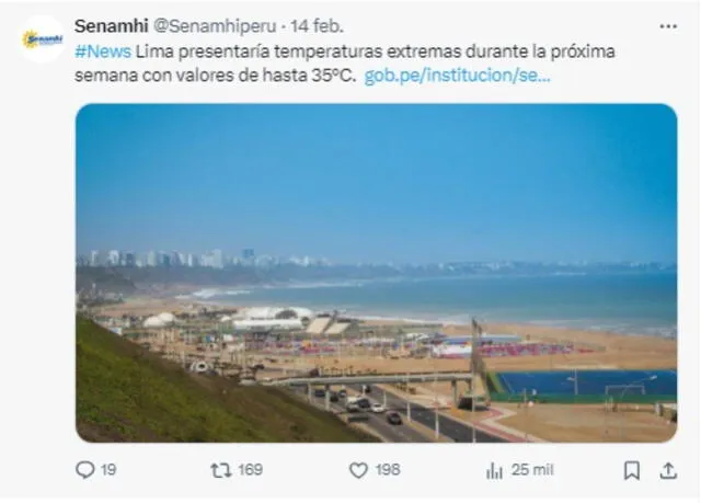 Senmahi alerta que temperaturas llegarían a los 35° en Lima.