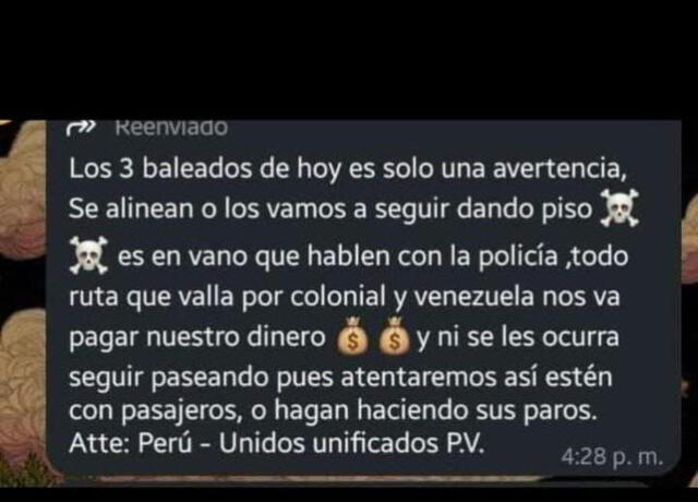 Extorsionadores siguen amenazando a los conductores del Callao. Extorsionadores siguen amenazando a los conductores del Callao.