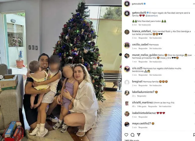 Rodrigo Cuba y Ale Venturo celebraron la Navidad junto a sus pequeñas, así lo mostraron en Instagram.