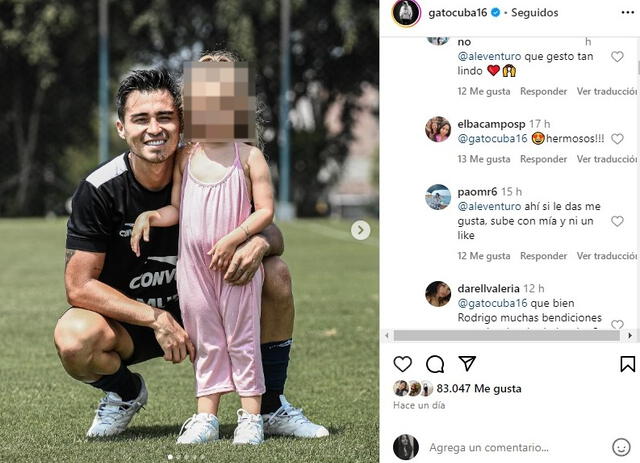 Rodrigo Cuba posa con la hija de Ale Venturo/ Instagram Rodrigo Cuba.