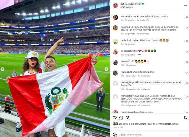 Isabel Acevedo disfrutó del Perú vs. Chile junto a su esposo y familia.