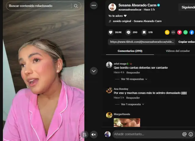 Susana Alvarado comparte sentimental publicación.