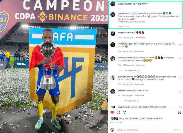 Luis Advíncula y su mensaje por salir campeón con Boca Juniors. / FUENTE: Instagram.   