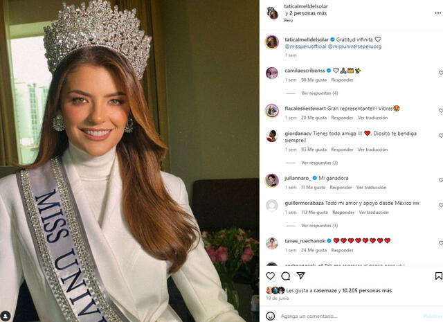 Tatiana Calmell es la actual Miss Perú 2024.