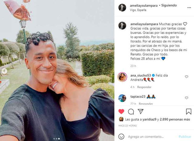 El mensaje de Andrea Cordero junto a Renato Tapia por su cumpleaños. | FUENTE: Instagram. 