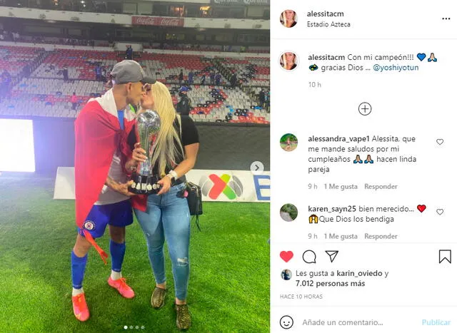 Esposa de Yoshimar Yotún compartió en sus redes sociales los bellos momentos del Cruz Azul campeón. | FUENTE: Instagram.   