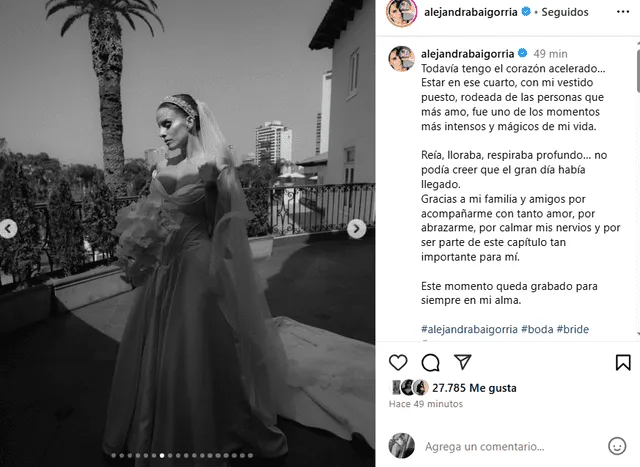 <em>Alejandra Baigorria revivió los momentos especiales de su boda. Captura: Instagram </em> <em>Alejandra Baigorria revivió los momentos especiales de su boda. Captura: Instagram </em>