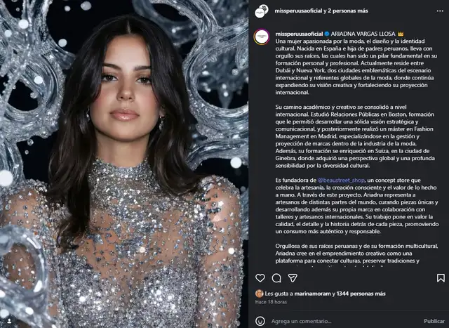 Ariadna Vargas Llosa es presentada como candidata al Miss Perú-USA 2026