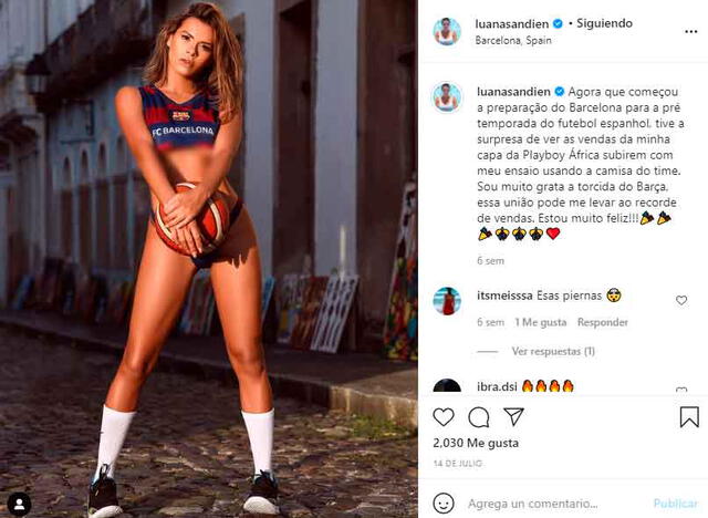  Luana Sandien es hincha del FC Barcelona y le dolió la salida de Lionel Messi. | FUENTE: Instagram. 