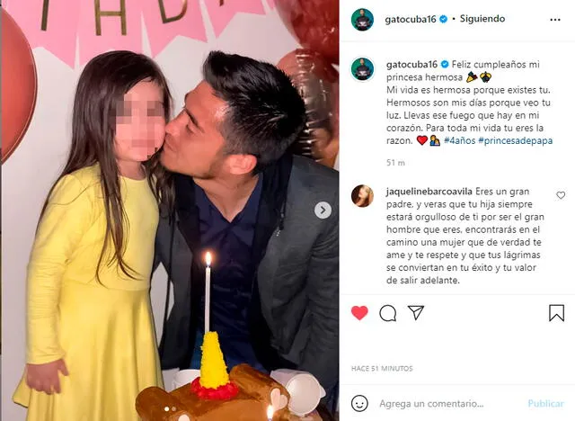 El mensaje de Rodrigo Cuba a su pequeña hija al finalizar su cumpleaños. | FUENTE: Instagram.   