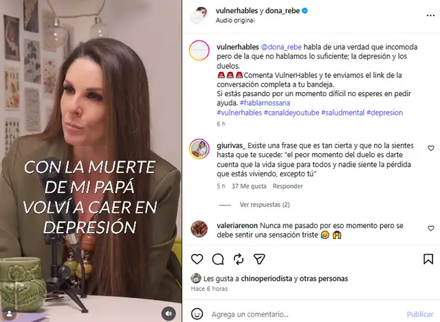 Rebeca Escribens confiesa que luchó contra la depresión tras el fallecimiento de su papá.
