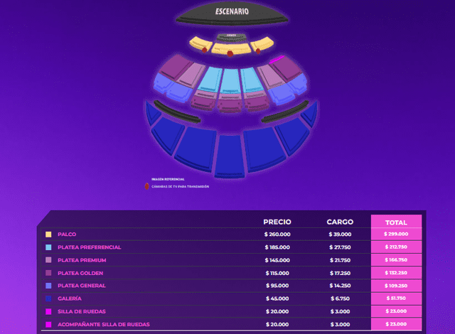 Precio de las entradas para 'Viña del Mar 2025'.  