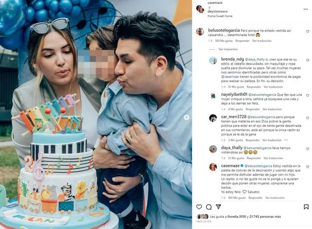 Cassandra Sánchez harta de críticas por el look que usó en el cumpleaños de su hijo.