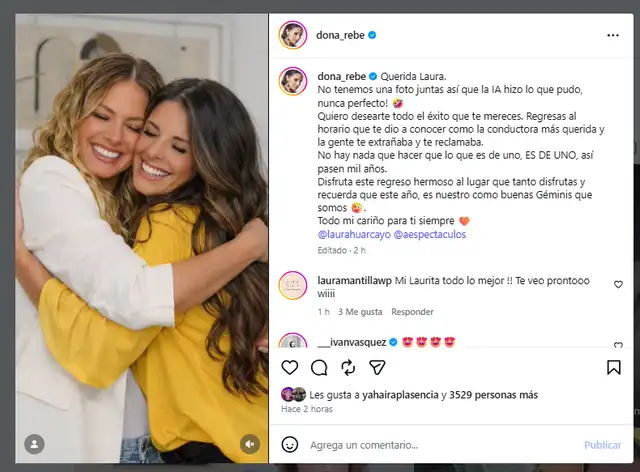 Rebeca le envía sensible mensaje a Laura Huarcayo. Foto: Instagram. Rebeca le envía sensible mensaje a Laura Huarcayo. Foto: Instagram.