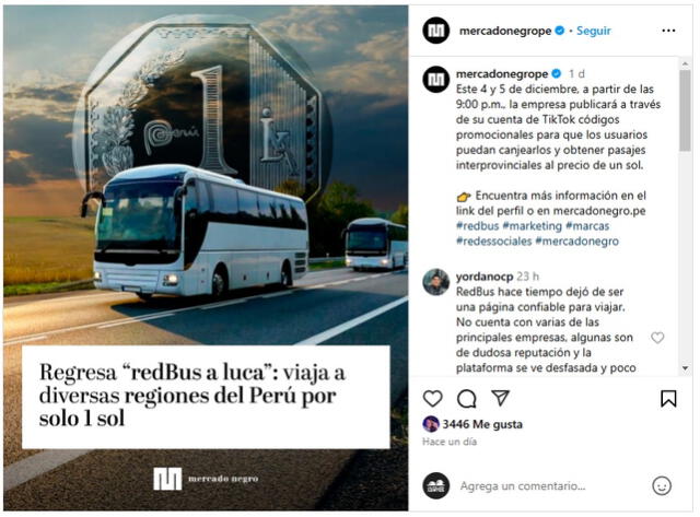 Este 4 y 5 de noviembre se lanza la promoción de RedBus.