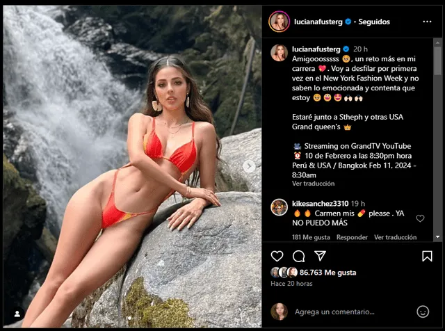 Luciana Fuster vía Instagram.