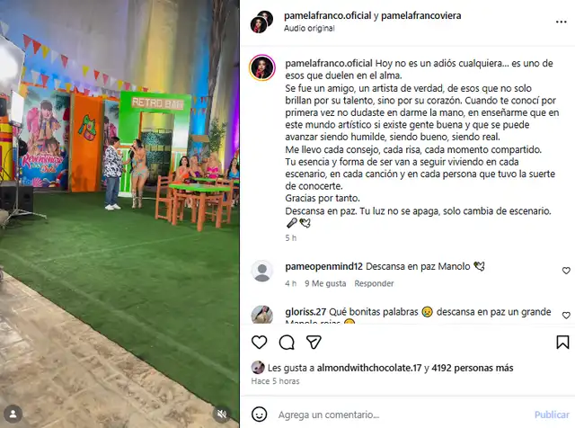 Pamela Franco se despide de Manolo Rojas. Pamela Franco se despide de Manolo Rojas.