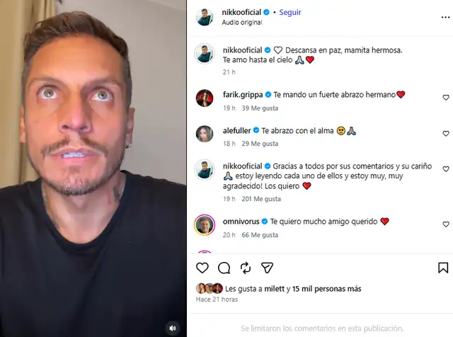 Nico Ponce se sincera sobre el fallecimiento de su madre.