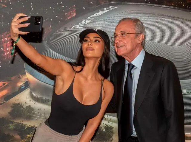 Kim Kardashian junto a Florentino Pérez. / Foto: Real Madrid.   