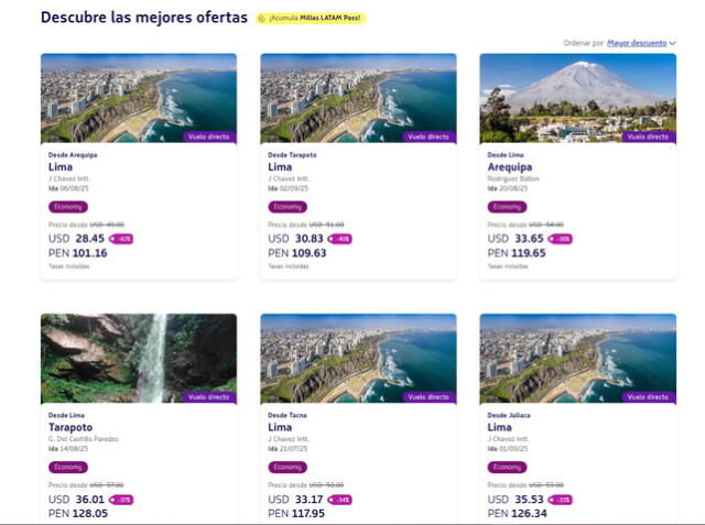 Promoción válida para pasajes nacionales.