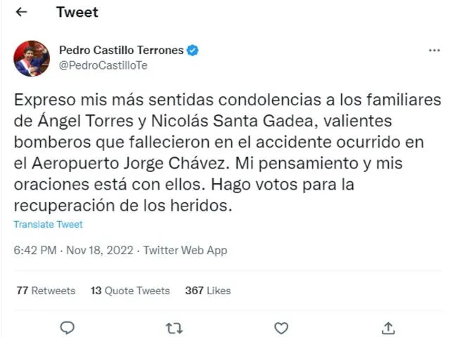 Crédito: Cuenta de Twitter del presidente de la república.<br>   