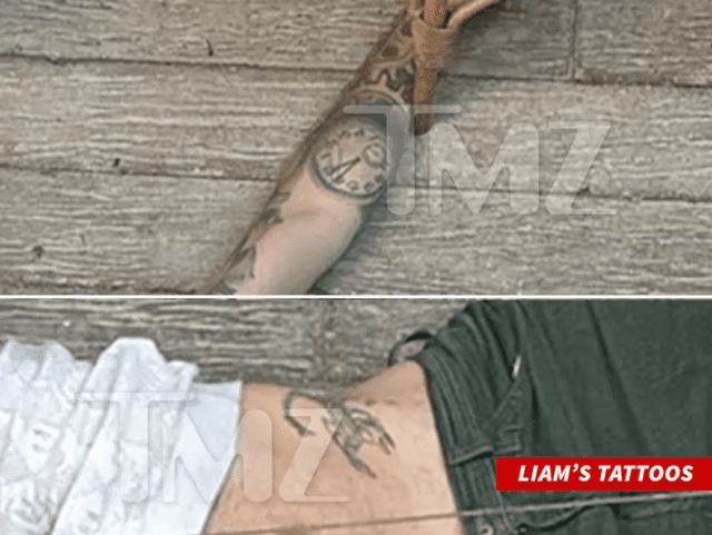 <em>Fotos que &nbsp;identifican el cuerpo de Liam por sus tatuajes. Foto: TMZ </em>   