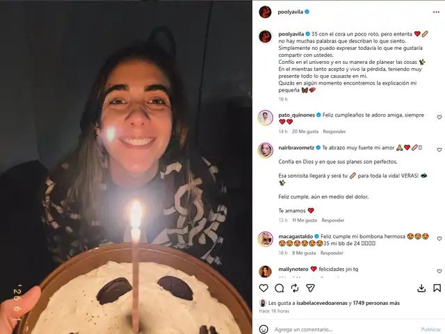 La influencer agradece el cariño recibido en medio del duelo.