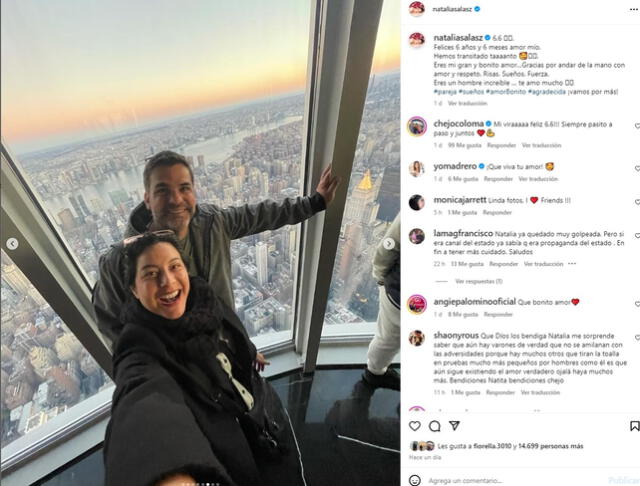 Natalia Salas y Sergio Coloma en Nueva York tras cumplir un mes más de relación.