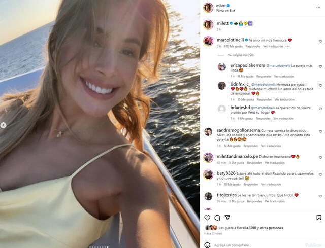 Milett Figueroa disfruta de viaje con su pareja Marcelo Tinelli.