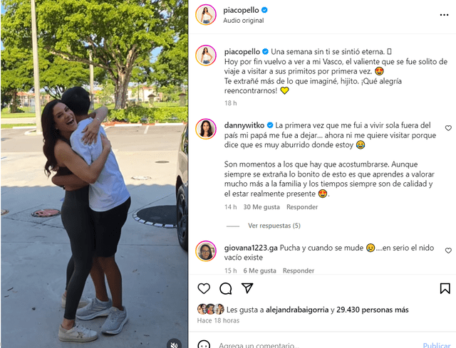 María Pía Copello sufrió por el viaje de su hijo.