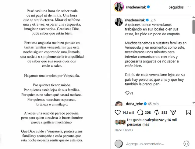 Korina Rivadeneira reveló que estuvo preocupada por su papá.