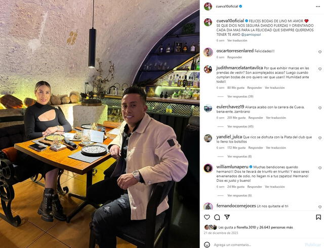 Christian Cueva tuvo un emotivo mensaje de amor hacia su esposa sin imaginar una futura separación.