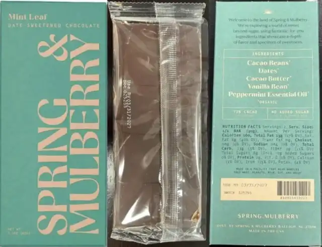 Marca de chocolate Spring &amp; Mulbery contaminada con salmonela, según FDA.
