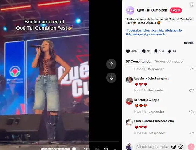 Briela Cirilo interpreta tema de Corazón Serrano en concierto.