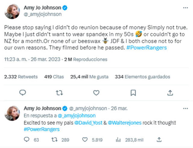 La actriz que le dio vida a la Power Ranger Rosa explicó en su Twitter sus razones.    