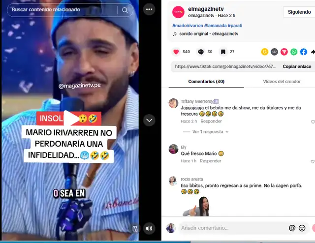 Mario Irivarren no perdonaría infidelidades. Mario Irivarren no perdonaría infidelidades.