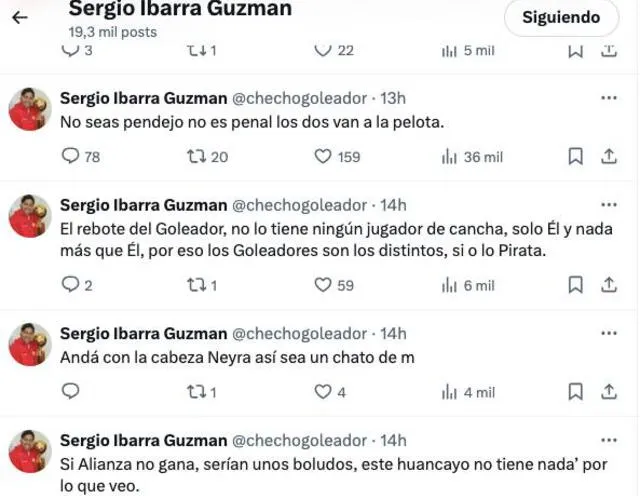 Las críticas del Checho Ibarra. / Foto: X.   