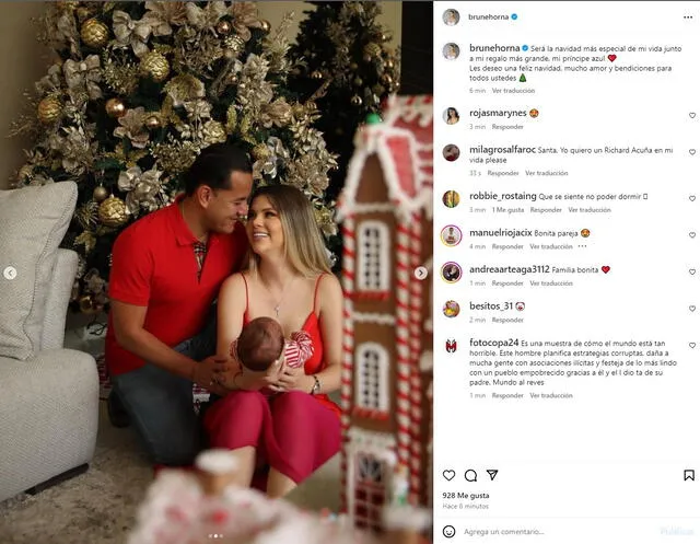 Brunella Horna y Richard Acuña comparten fotos en instagram por Navidad.