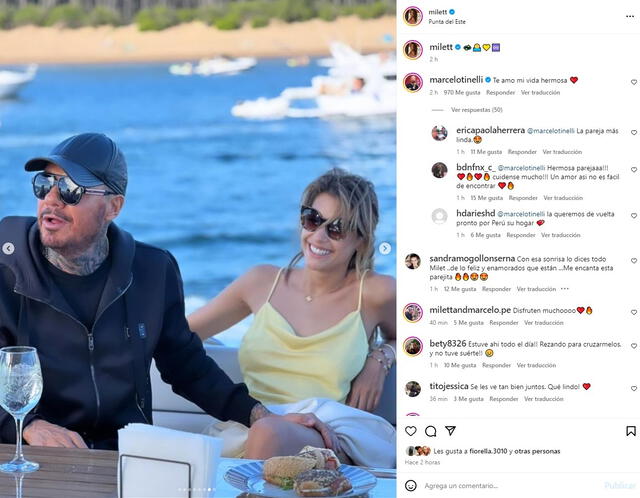 Milett Figueroa y Marcelo Tinelli se lucen juntos en viaje a Punta del Este. 