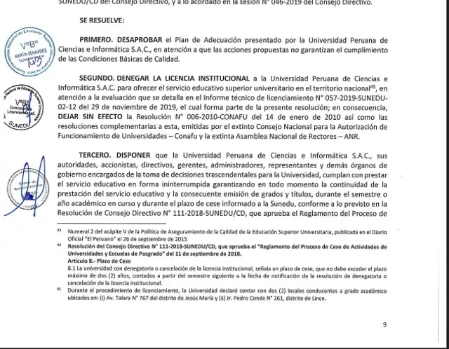Resolución N.° 162-2019-SUNEDU/CD. Resolución N.° 162-2019-SUNEDU/CD.